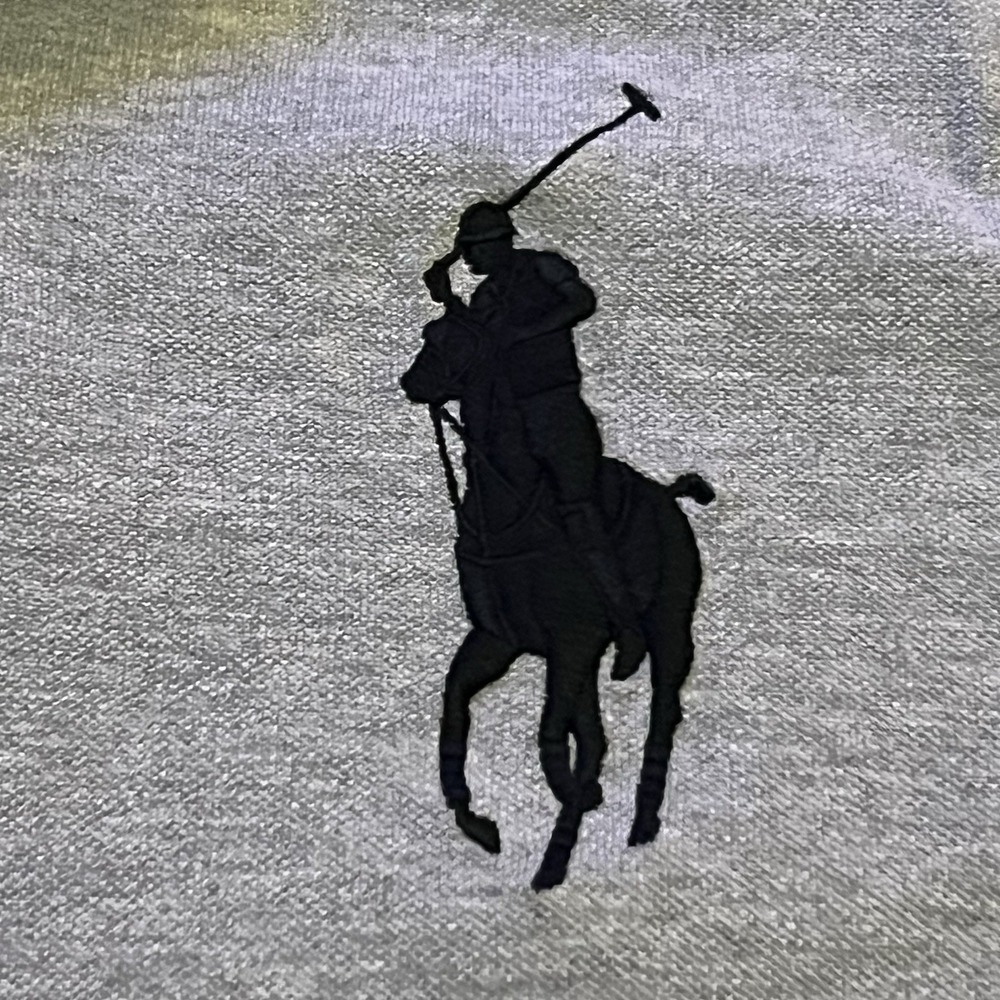 Polo Ralph Lauren Crest Polo Shirt Gray Black Rugby Big Pony Stripe Mens 2XB - Picture 3 of 8